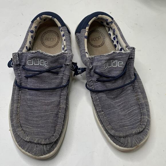 Hey Dude Wally Stretch Men’s Blue Sneaker Casual Shoe S-037 Sz 7 - Picture 2 of 9